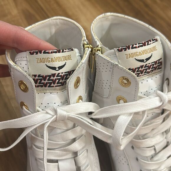 Zadig and Voltaire High Flash White Hightop Sneakers Size 9.5 NWOT - Picture 2 of 9